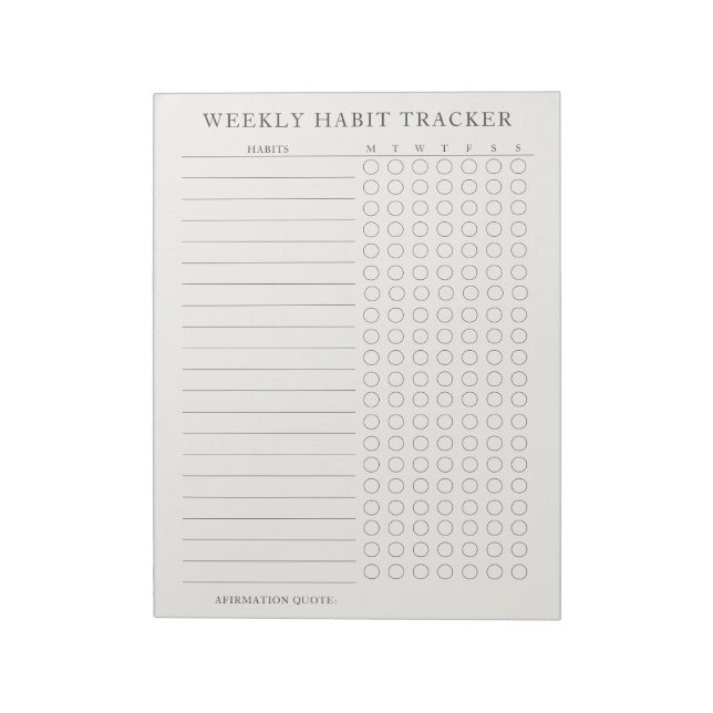 Bloc-note Simple Moderne Weekly Habit Tracker Tearaway Bloc- (Tourné)