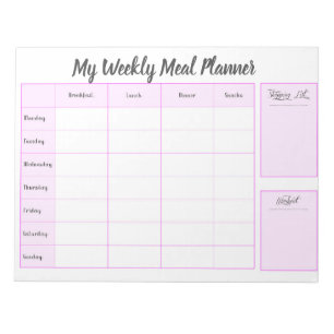 Bloc-note Simple mon planificateur de repas hebdomadaire
