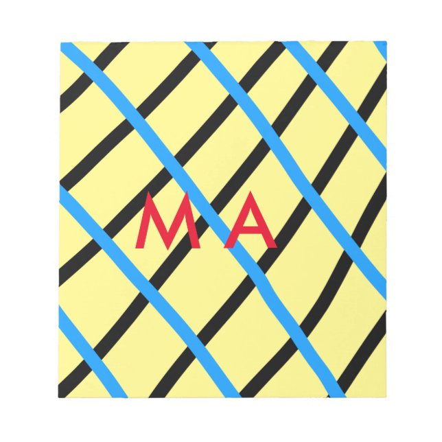 Bloc-note Simple monogramme ajouter votre nom lettre man min (Devant)