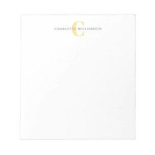 Bloc-note Simple Monogramme Personnalisé et Nom en Jaune