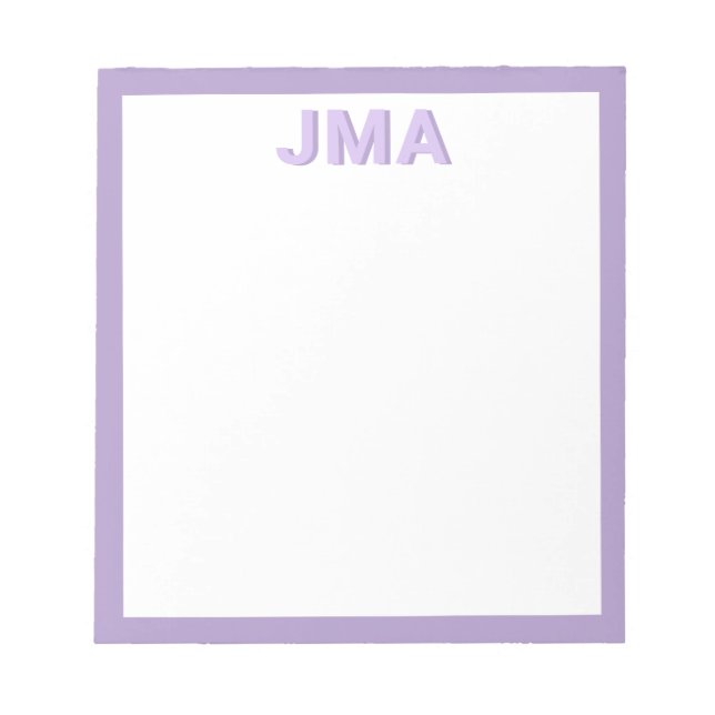 Bloc-note Simple Monogramme violet moderne (Devant)