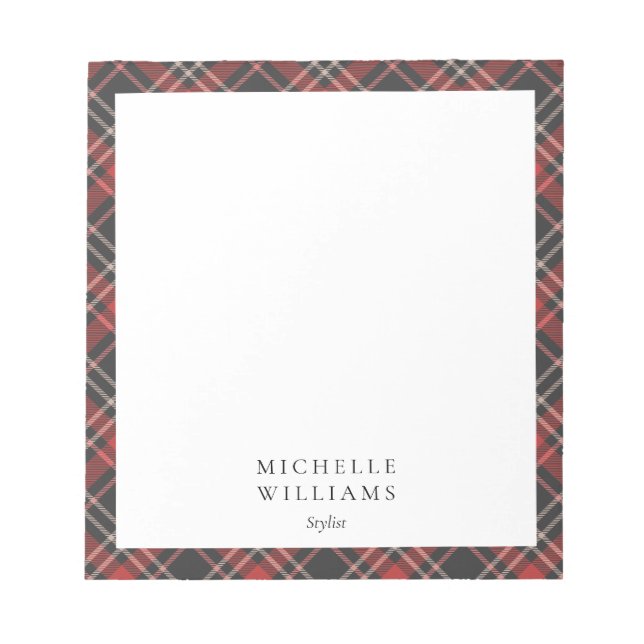 Bloc-note Simple motif carreau tartan bordé (Devant)