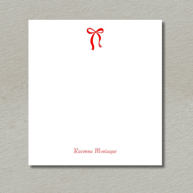 Bloc-note Simple Neon Red Bow Script Custom Name Script (Créateur téléchargé)