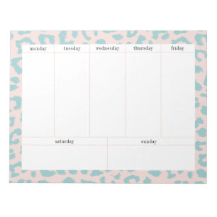 Bloc-note Simple Pale Rose et Aqua Leopard Planificateur heb