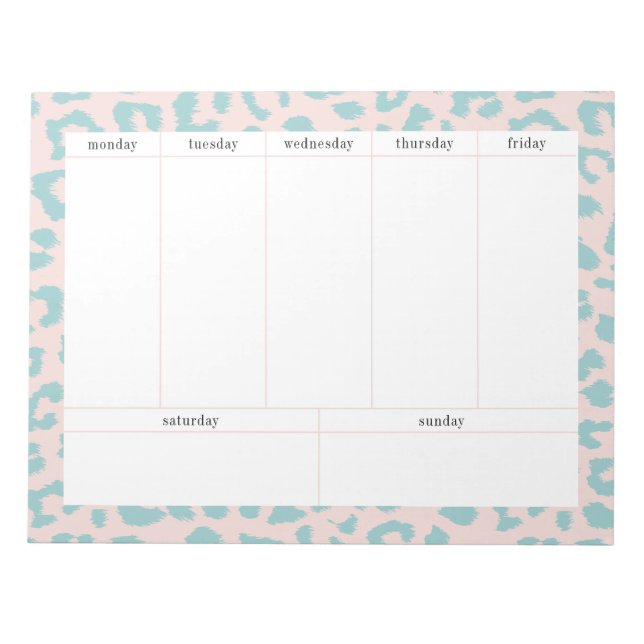 Bloc-note Simple Pale Rose et Aqua Leopard Planificateur heb (Devant)