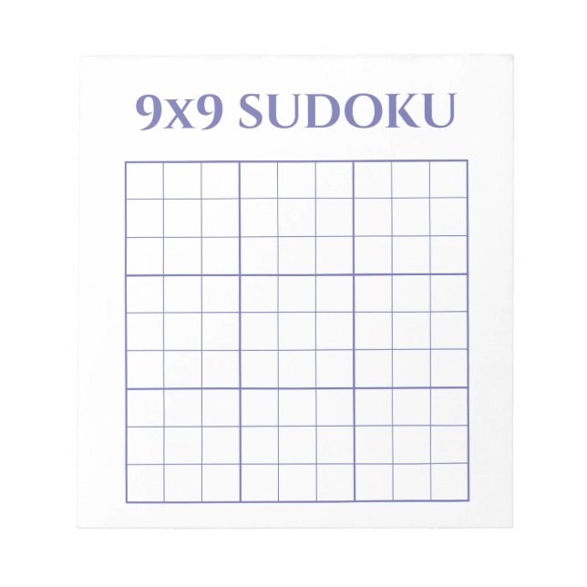 Bloc-note Simple Periwinkle et blanc 9x9 Modèle Sudoku (Devant)