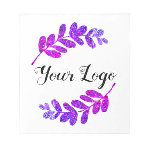 Bloc-note simple personnalisé bleu violet noir feuilles ajou