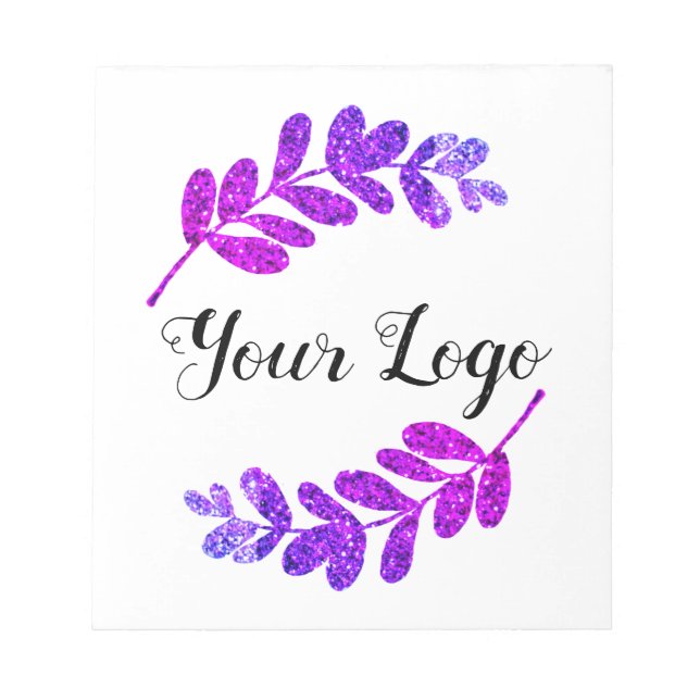 Bloc-note simple personnalisé bleu violet noir feuilles ajou (Devant)