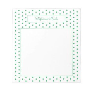 Bloc-note Simple Polka Dot Green Personnalisé Mince Bordure