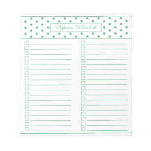 Bloc-note Simple Polka Dot Green Two Column To Do Checklist