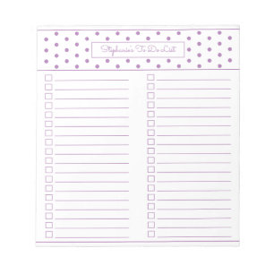 Bloc-note Simple Polka Dot Lavender Two Column Checklist