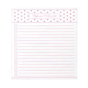 Bloc-note Simple Polka Dot Rose Une Colonne À Faire Liste De