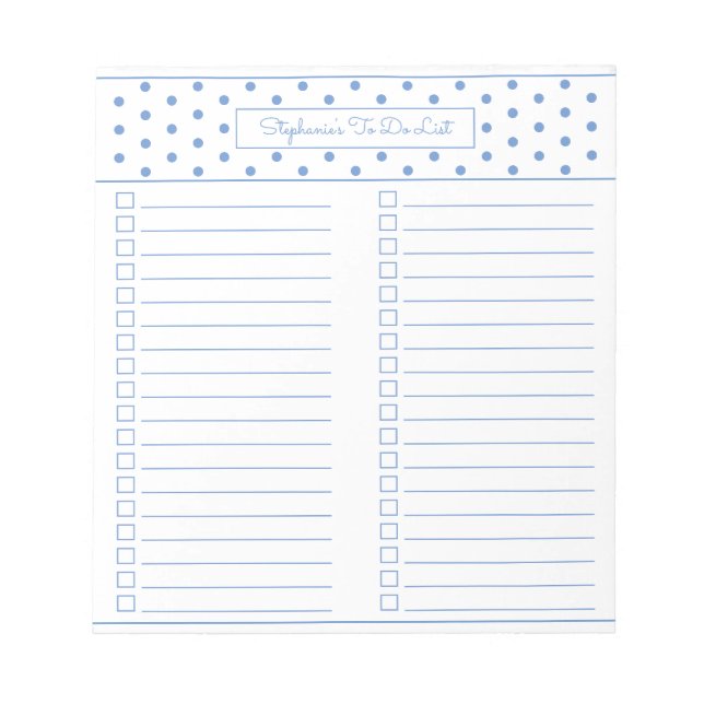 Bloc-note Simple Polka Point Bleu clair Deux colonnes Liste  (Devant)