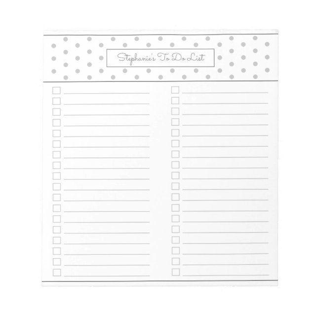 Bloc-note Simple Polka Point gris clair Liste de contrôle à  (Devant)
