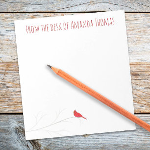 Bloc-note Simple Red Cardinal Winter Elegant Birch Tree