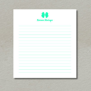 Bloc-note Simple Seafoam Vert Ruban Script Nom personnalisé 
