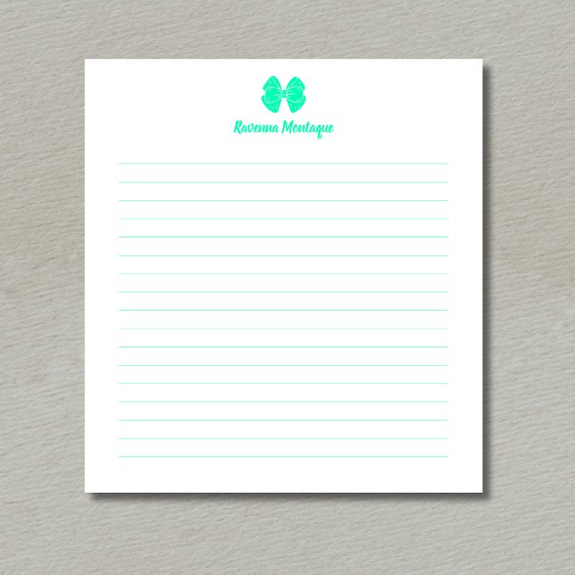 Bloc-note Simple Seafoam Vert Ruban Script Nom personnalisé  (Créateur téléchargé)