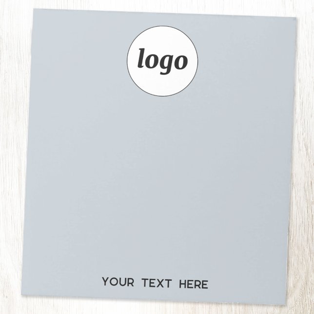 Bloc-note Simple texte de logo commercial promotionnel bleu  (Simple logo with custom text business branding promotional powder blue notepad)