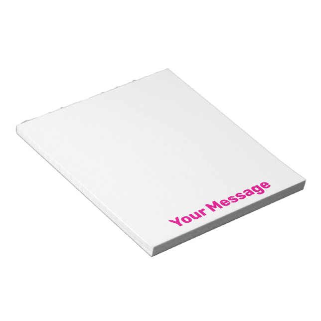 Bloc-note Simple Votre Message Texte Rose Foncé Blanc (Incliné)