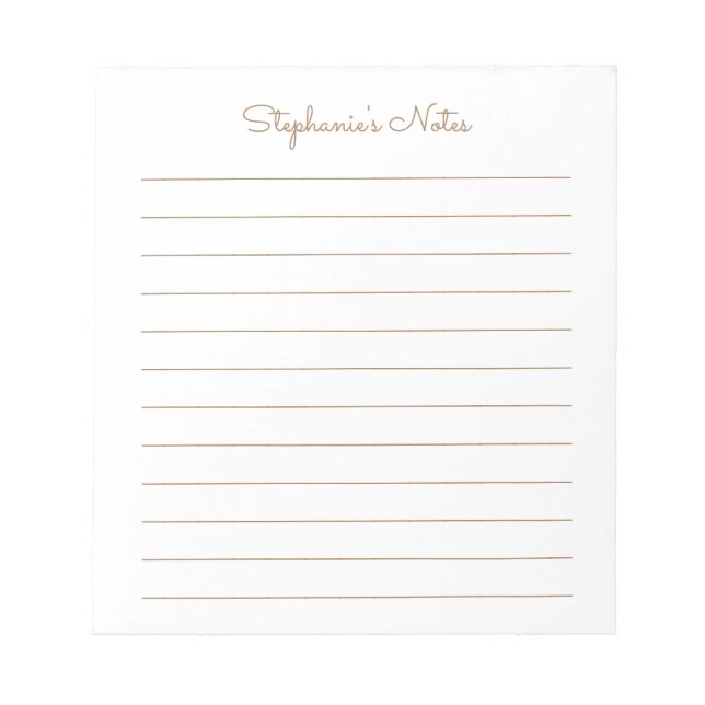 Bloc-note Simplement Élégant Cahier Personnalisé Brun Clair (Devant)