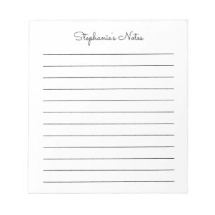 Bloc-note Simplement élégant Noir Linne Personnalisé