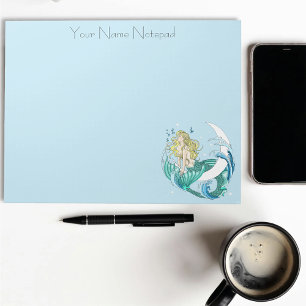Bloc-note Sirène Blonde Lune Croissante Art Déco Fantastique