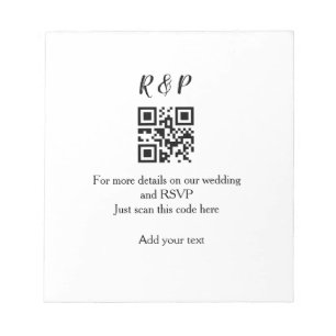 Bloc-note site web de mariage rsvp q r code ajouter nom text