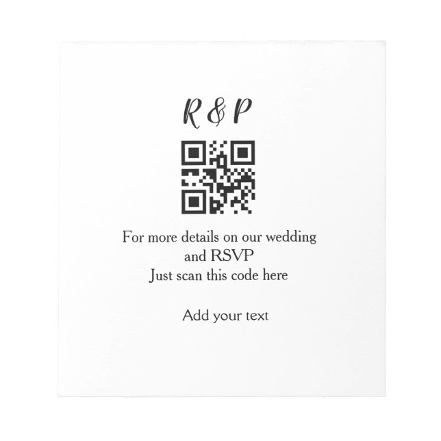Bloc-note site web de mariage rsvp q r code ajouter nom text (Devant)