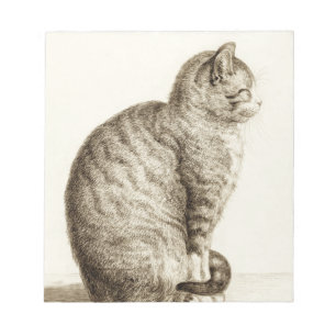 Bloc-note Sitting cat black and white pencil drawing