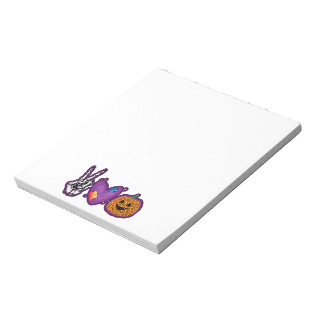 Bloc-note Skeleton Citrouille Peace Love Halloween (Tourné)