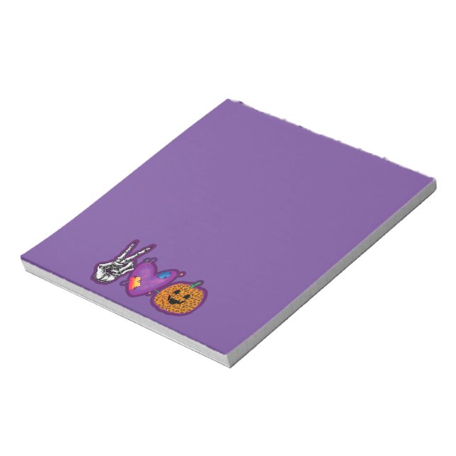 Bloc-note Skeleton Citrouille Peace Love Halloween (Tourné)