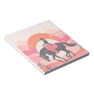 Bloc-note Skis du désert avec Cowgirl chevauchant son cheval