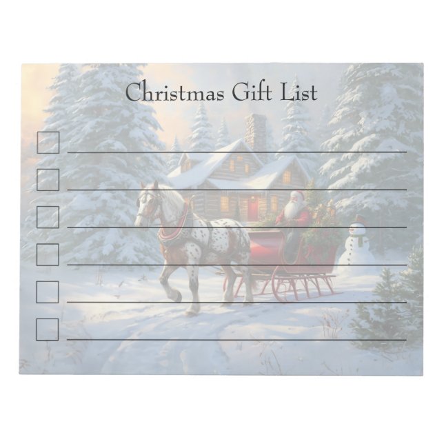 Bloc-note Sleigh Père Noël à cheval de Noël (Devant)