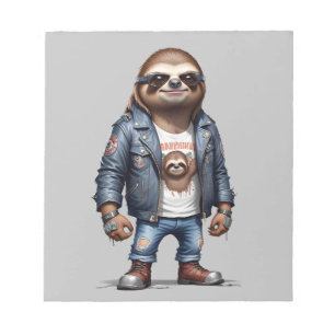 Bloc-note Sloth Biker Rebel Veste en cuir Style Cool Urban