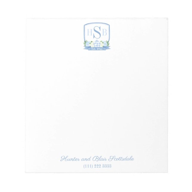 Bloc-note Smart 3 Lettre Monogram Hydrangea Ginger Jar Crest (Devant)
