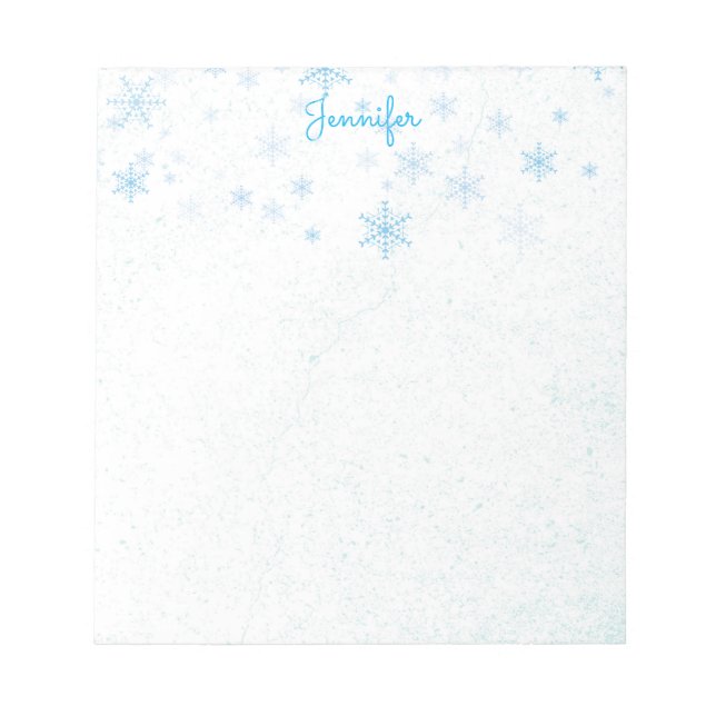 Bloc-note Snowflakes Fancy Script Nom de neige Cadeau Bloc-n (Devant)
