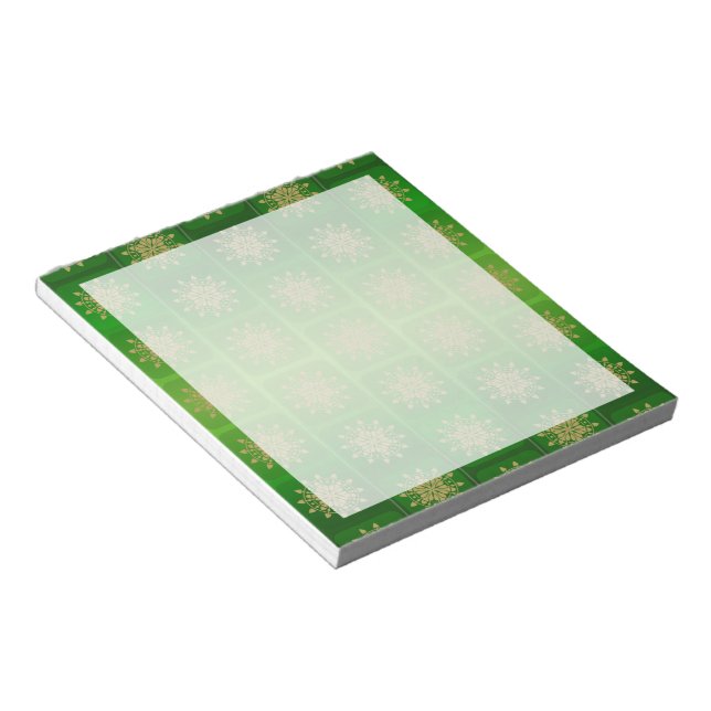 Bloc-note Snowflakes Gold sur Emerald (Incliné)