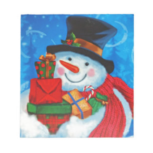 Bloc-note Snowman portant des cadeaux