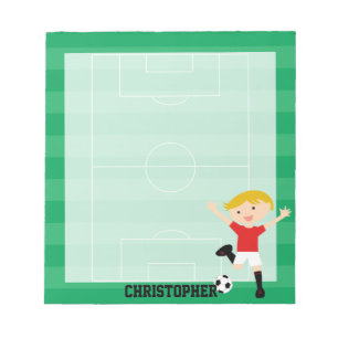 Bloc-note Soccer Boy personnalisable 1 Rouge et Blanc