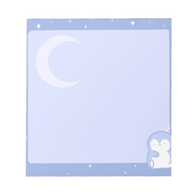 Bloc-note Soft Penguin Night Notepad | Calm Pastel Memo Pad (Devant)