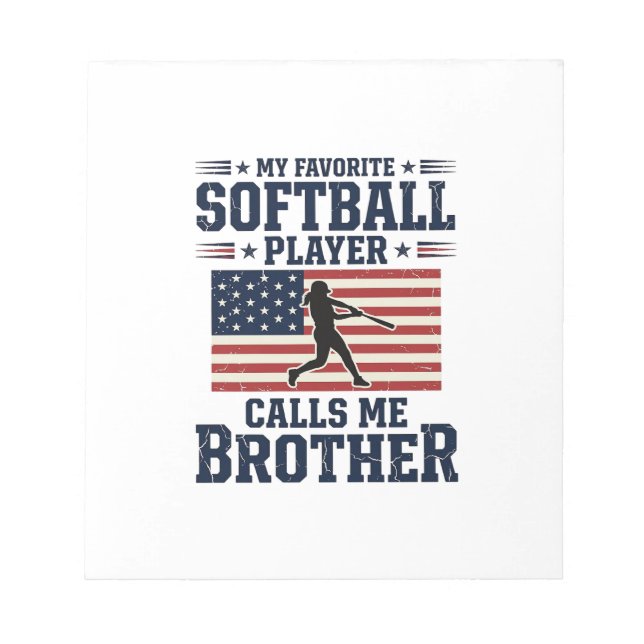 Bloc-note Softball Brother Patriotic Vintage Engraving Shirt (Devant)
