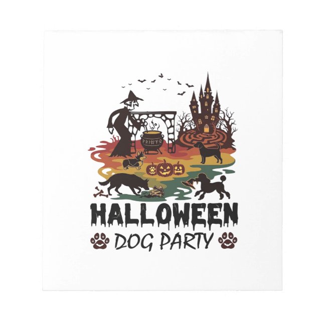 Bloc-note Soirée de chien d'Halloween Sorcières Chiens Citro (Devant)