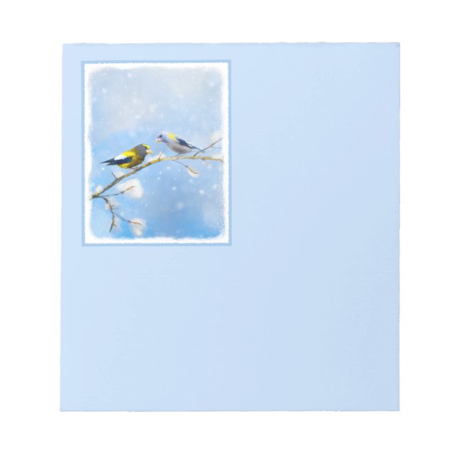 Bloc-note Soirée Grosbeak Peinture - Cute Original Chien Art (Devant)