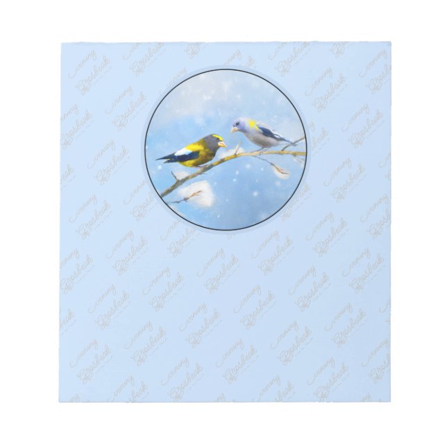 Bloc-note Soirée Grosbeak Peinture - Cute Original Chien Art (Devant)