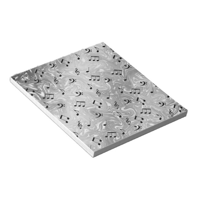 Bloc-note son, métal, musique, musical, signe, note, forme, (Incliné)