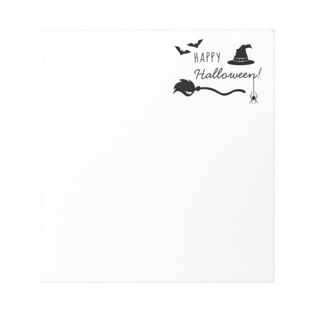 Bloc-note Sorcière Casquette Et Broom Avec Araignée Et Bats  (Devant)