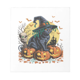 Bloc-note Sorcière Chat Noir Épouvantable Halloween Citrouil