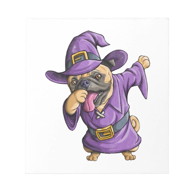 Bloc-note Sorcière Dabbing Pug Mignon Halloween Pugs Drôle D (Devant)