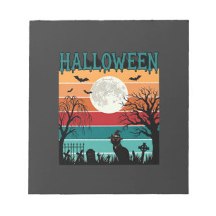 Bloc-note Sorcière de Halloween Chat Toile d'araignée Lune C