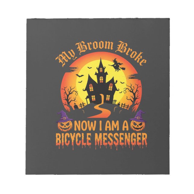Bloc-note Sorcière de messager de vélo d'Halloween Broom a c (Devant)